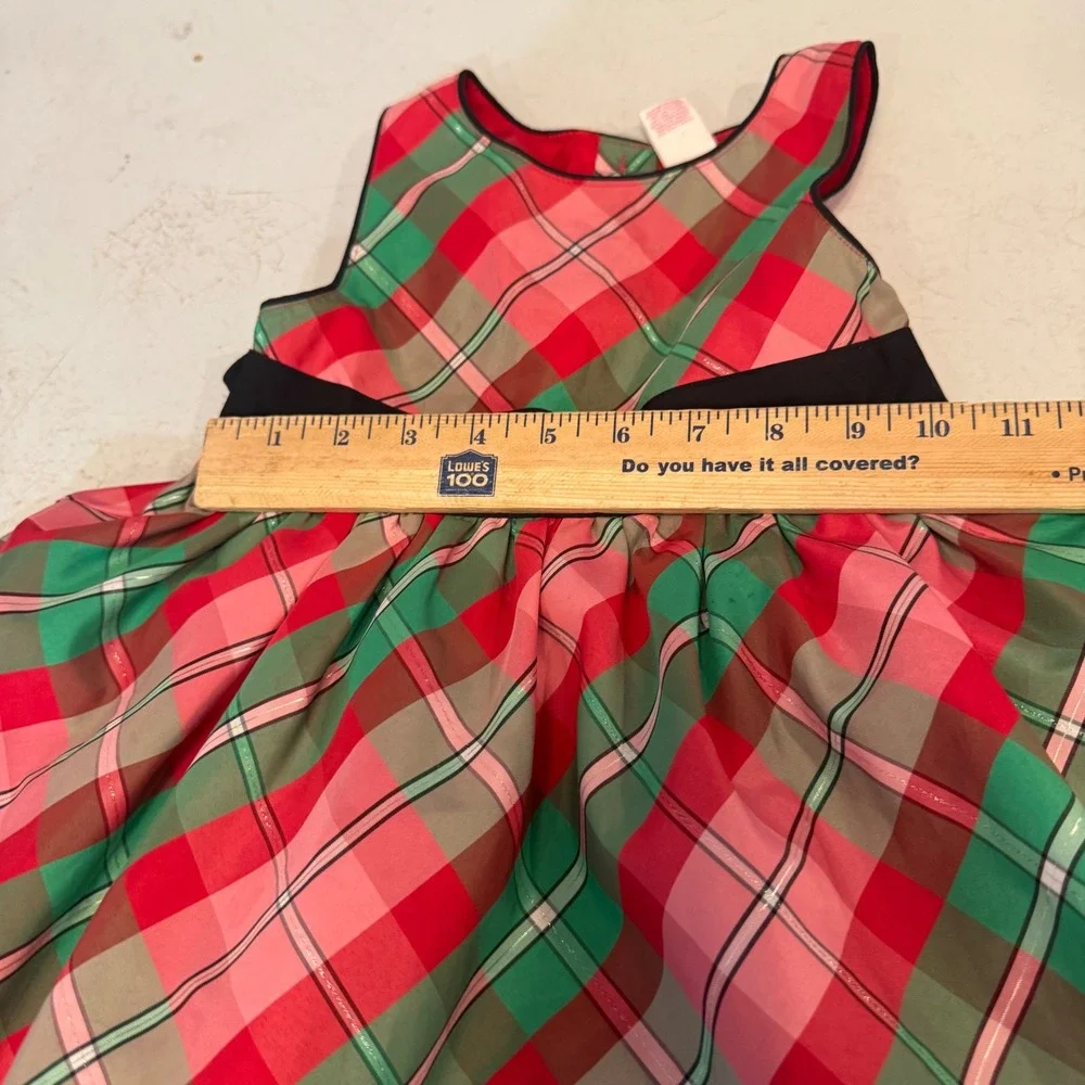 OshKosh B'gosh Holiday Dress Toddler 3T Red Green Plaid Ruffle Satin Sash 5443